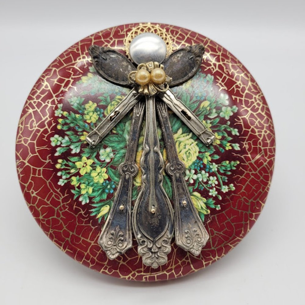 Vintage Handmade Silverware Jewelry Angel Wall Decor OOAK Fairy Gift Cottagecore